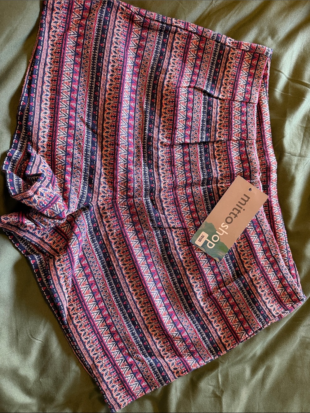 Womens Pink Patterned Knit Shorts